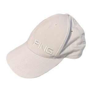 Ping Mens Cotton Linen Golf Hat Embroidered Logo Adjustable Cap‎ White One Size